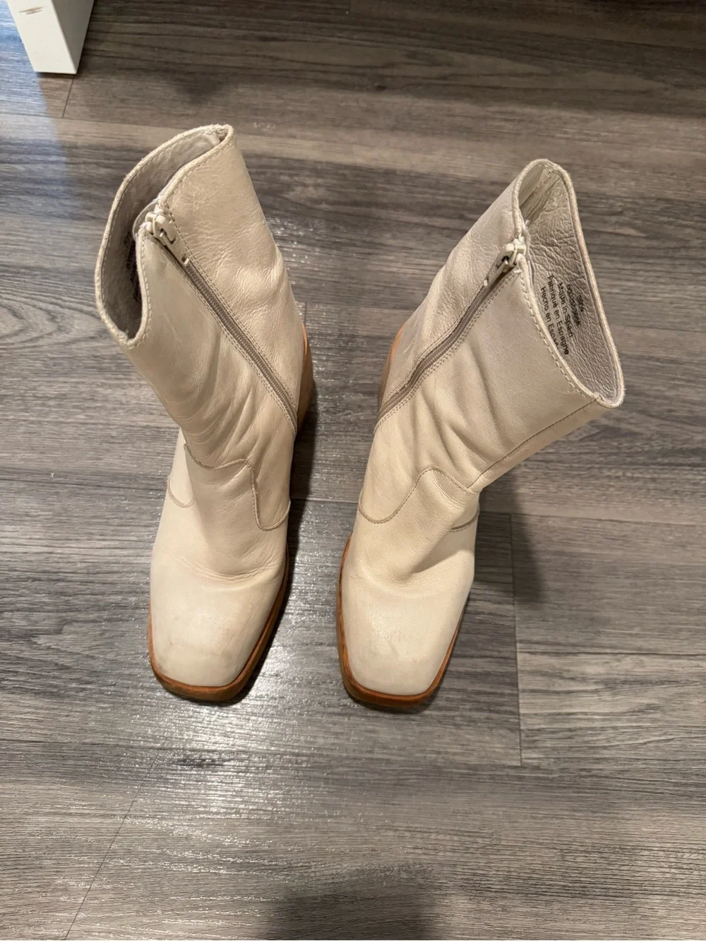 Free People Ruby Platform Ankle Boot Bone Leather Western Size 39 1/2 (9.5)